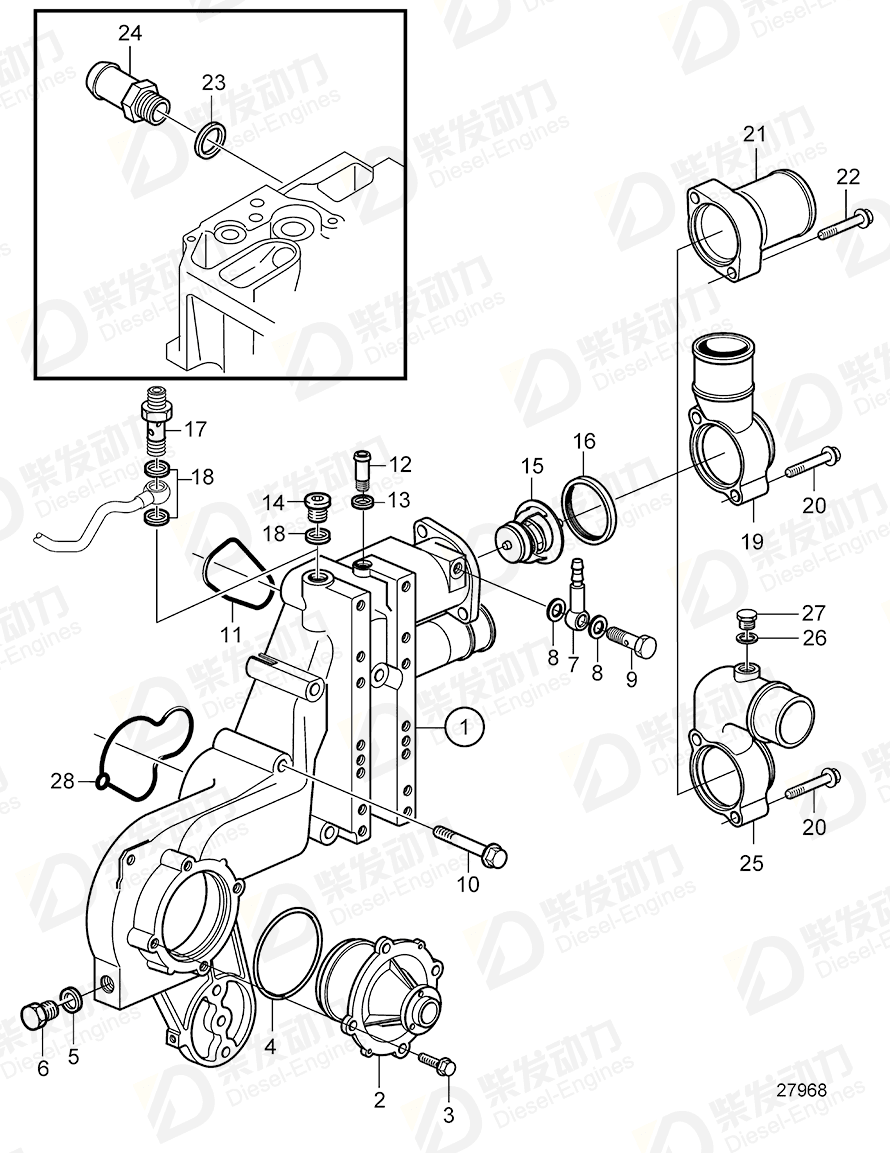 VOLVO Hollow screw 21157344 Drawing